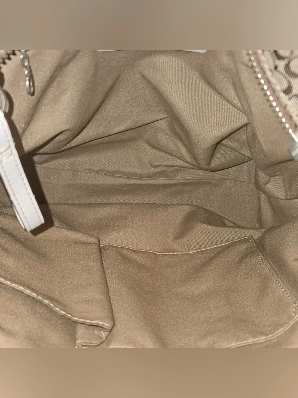 Coach 2007 Khaki and Chalk Signature Canvas Tote with Leather Trim - Picture 3 of 14